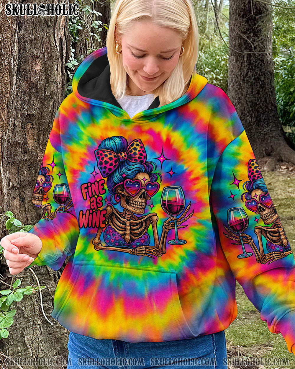 BLISSCORNERS FINE AS WINE SKELETON TIE DYE ALL OVER PRINT