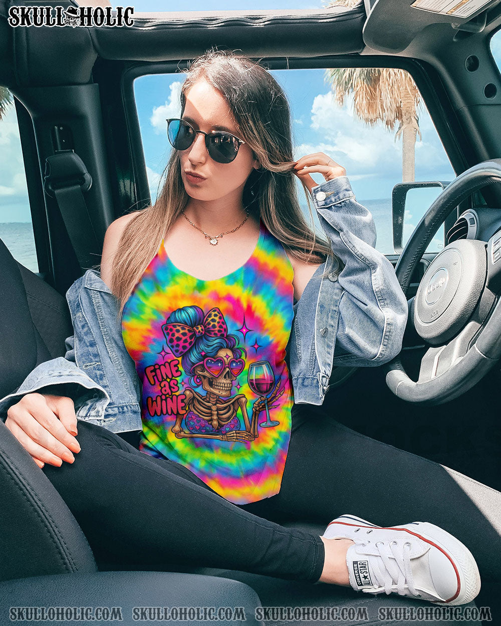 BLISSCORNERS FINE AS WINE SKELETON TIE DYE ALL OVER PRINT