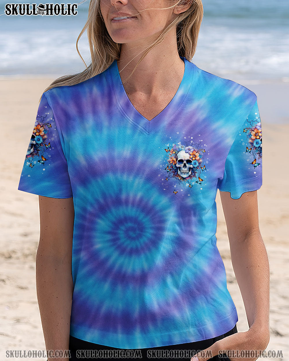 BLISSCORNERS I'LL HEAL IN HELL SKULL FLORAL TIE DYE ALL OVER PRINT