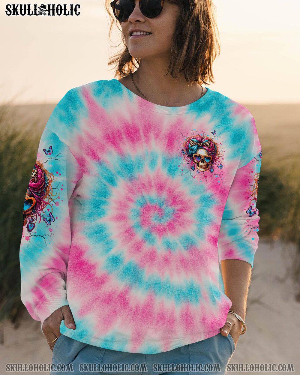 BLISSCORNERS I AM A NICE PERSON SKULL TIE DYE ALL OVER PRINT