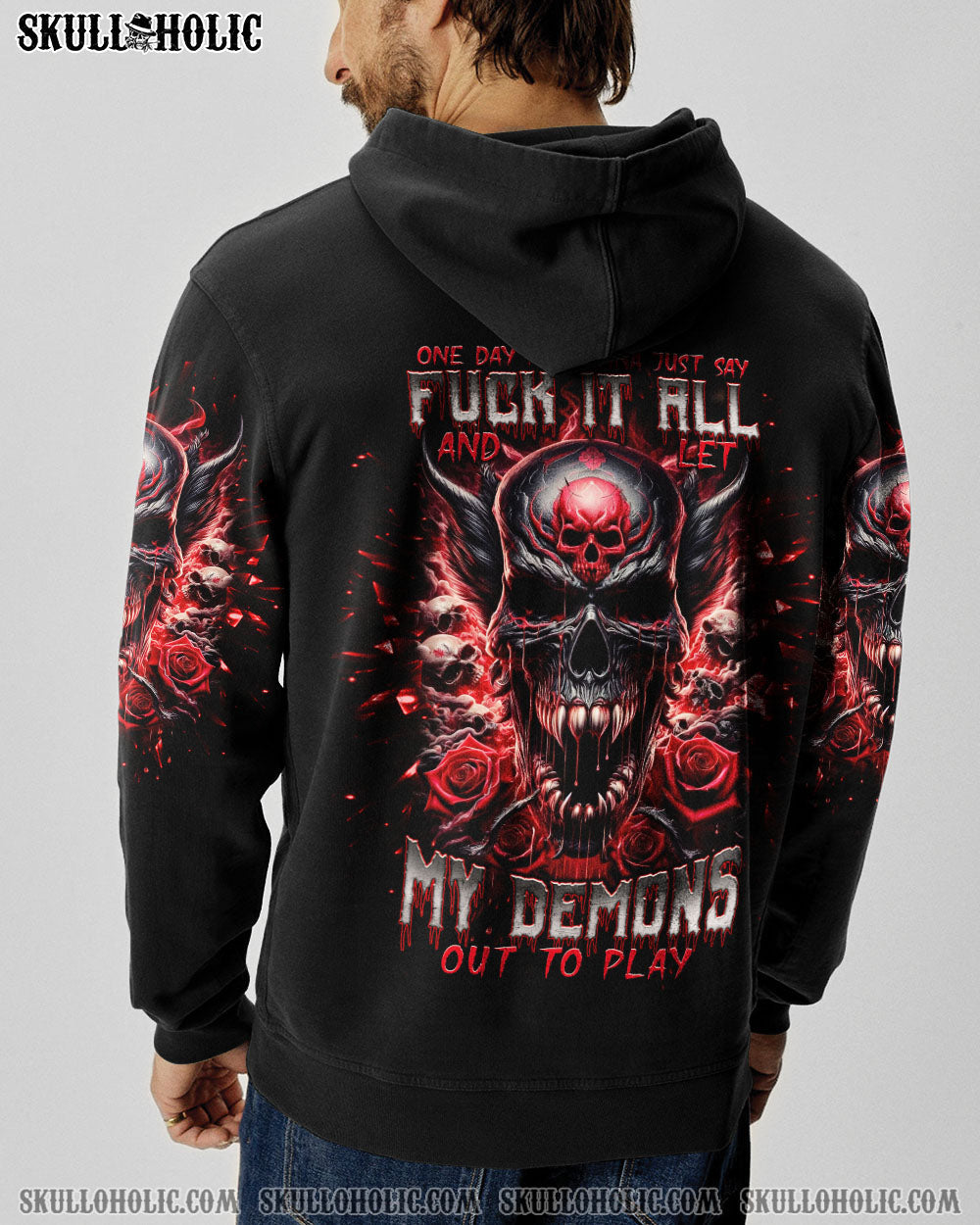 BLISSCORNERS ONE DAY I'M GONNA JUST SAY DEMON SKULL ALL OVER PRINT