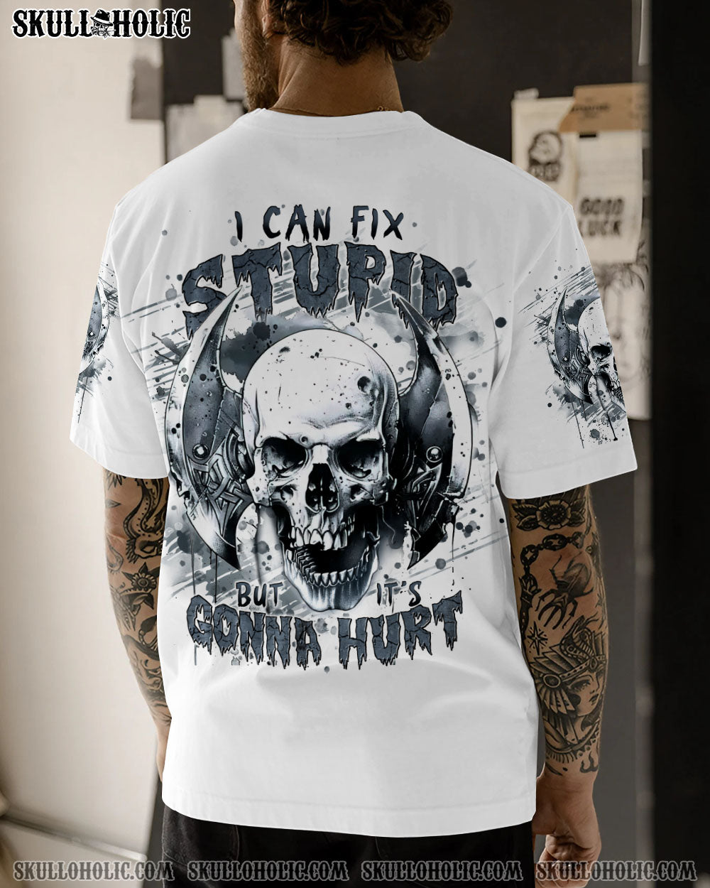 BLISSCORNERS I CAN FIX STUPID BUT IT'S GONNA HURT SKULL ALL OVER PRINT