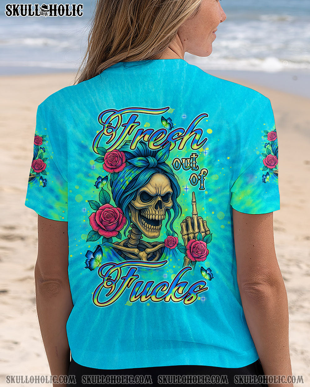 BLISSCORNERS THE GOOD GIRL IN ME MESSY BUN SKELETON ALL OVER PRINT