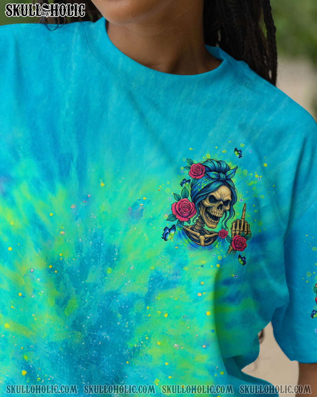 BLISSCORNERS THE GOOD GIRL IN ME MESSY BUN SKELETON ALL OVER PRINT