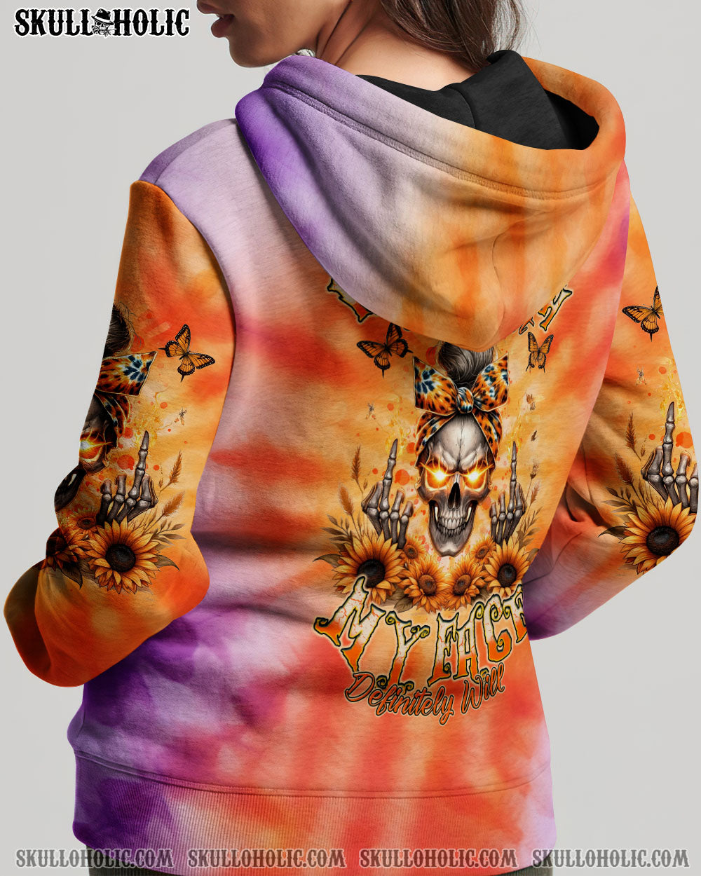 BLISSCORNERS MY GIVE A F IS BROKEN MESSY BUN SKULL ALL OVER PRINT