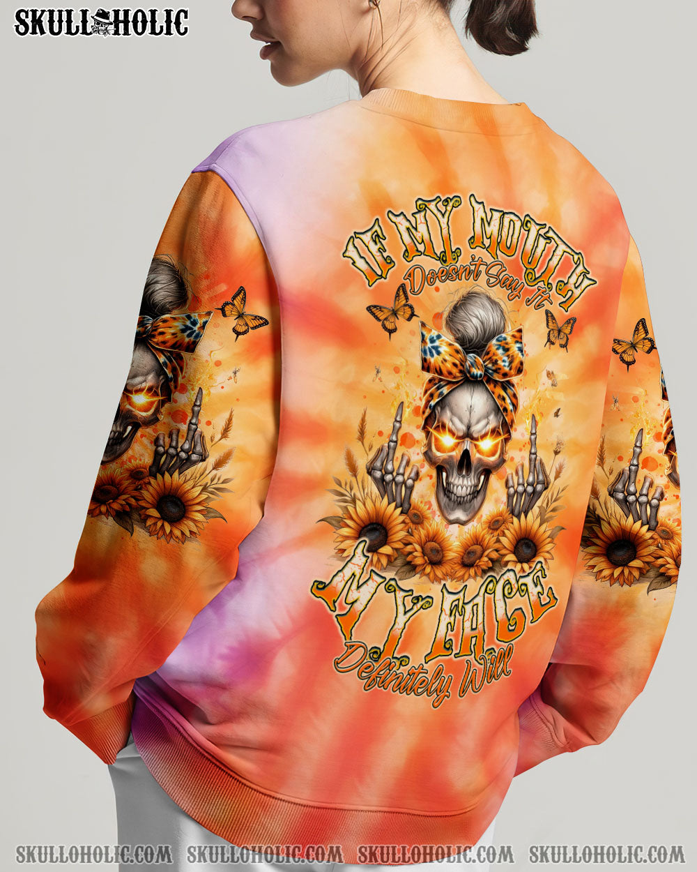 BLISSCORNERS MY GIVE A F IS BROKEN MESSY BUN SKULL ALL OVER PRINT