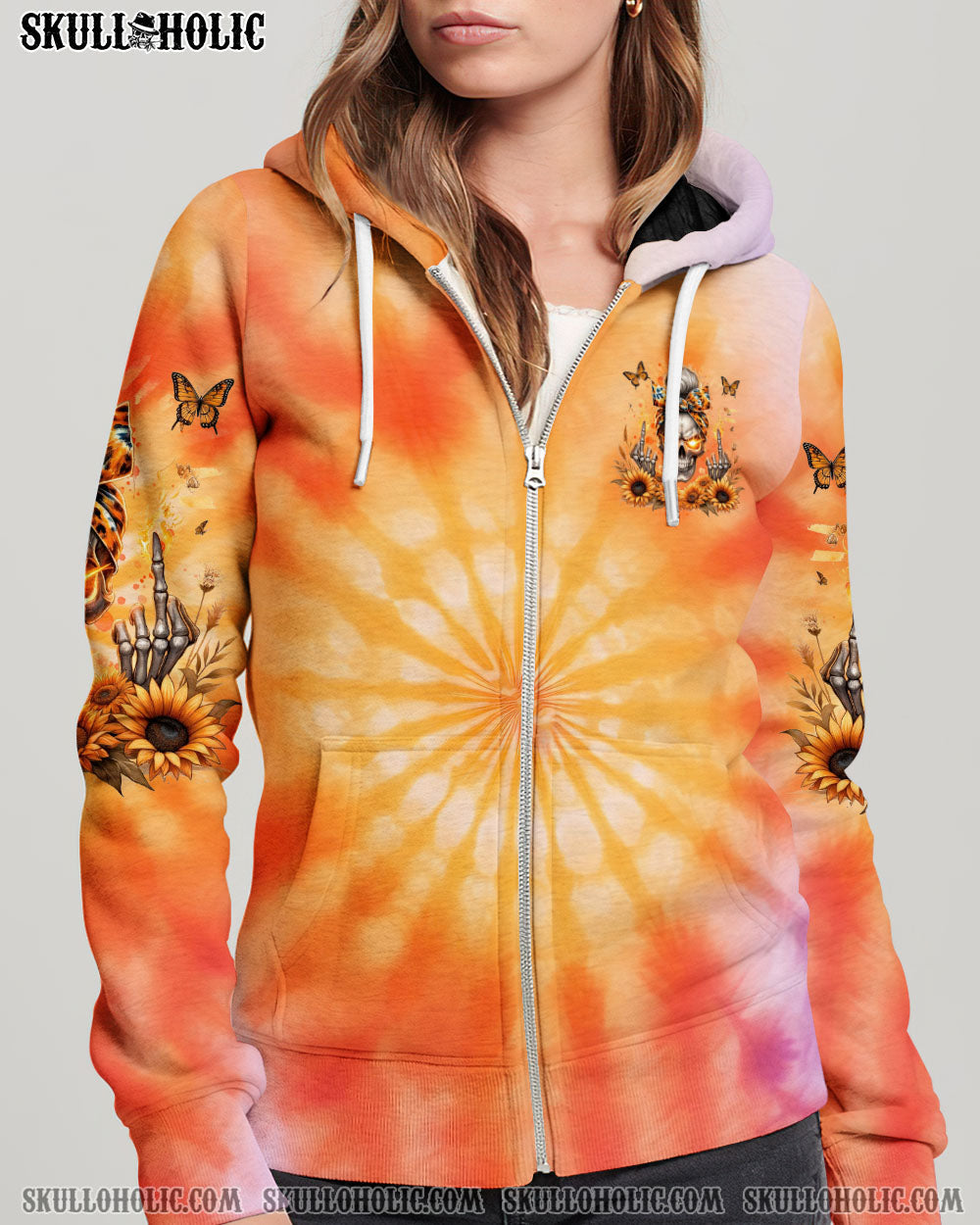 BLISSCORNERS MY GIVE A F IS BROKEN MESSY BUN SKULL ALL OVER PRINT