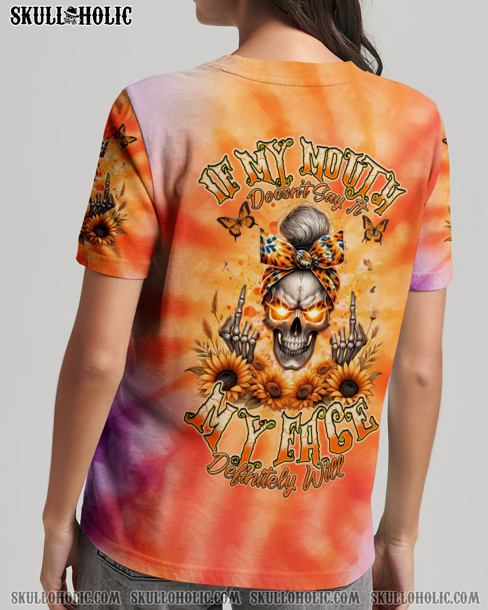 BLISSCORNERS MY GIVE A F IS BROKEN MESSY BUN SKULL ALL OVER PRINT