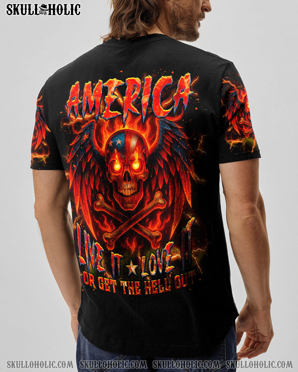 BLISSCORNERS AMERICA LIVE IT LOVE IT OR GET THE HELL OUT ALL OVER PRINT