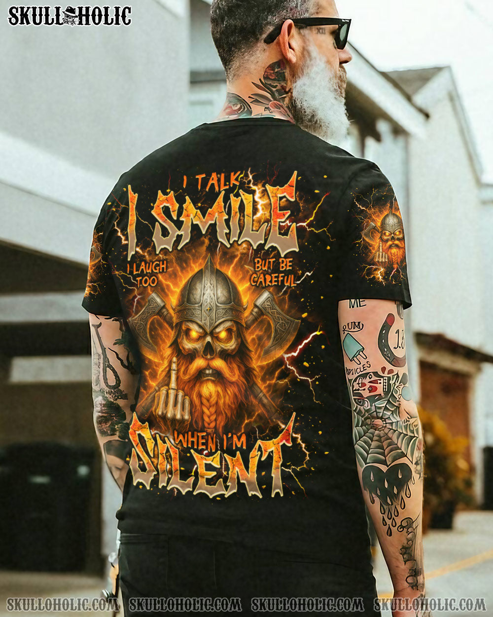 BLISSCORNERS BE CAREFUL WHEN I'M SILENT SKULL VIKING ALL OVER PRINT