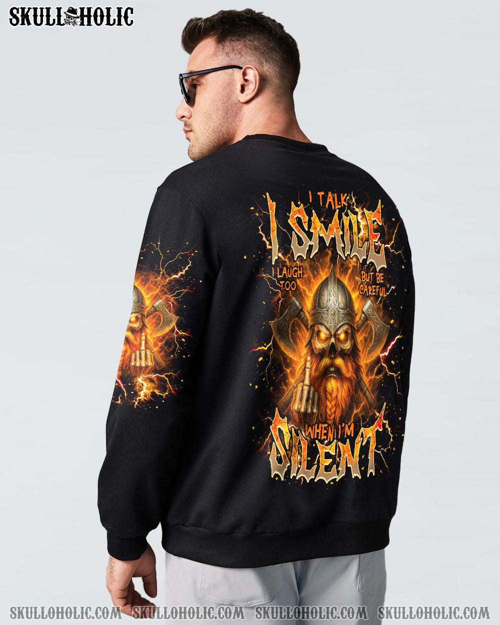 BLISSCORNERS BE CAREFUL WHEN I'M SILENT SKULL VIKING ALL OVER PRINT