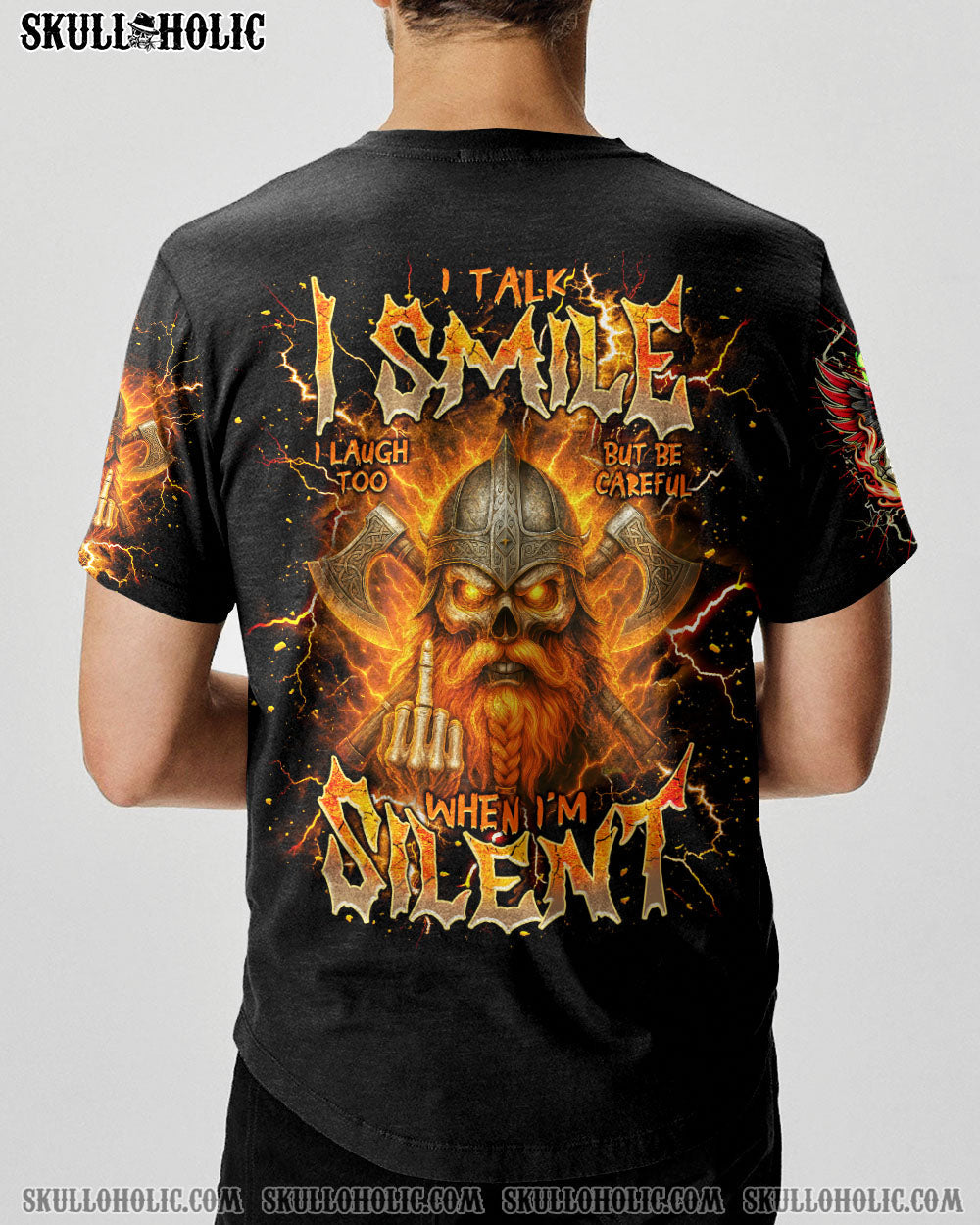 BLISSCORNERS BE CAREFUL WHEN I'M SILENT SKULL VIKING ALL OVER PRINT