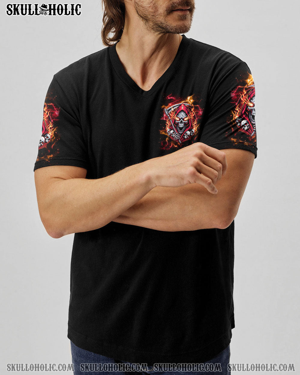BLISSCORNERS I DON'T NEED A MIDDLE FINGER SKULL REAPER TIE DYE ALL OVER PRINT