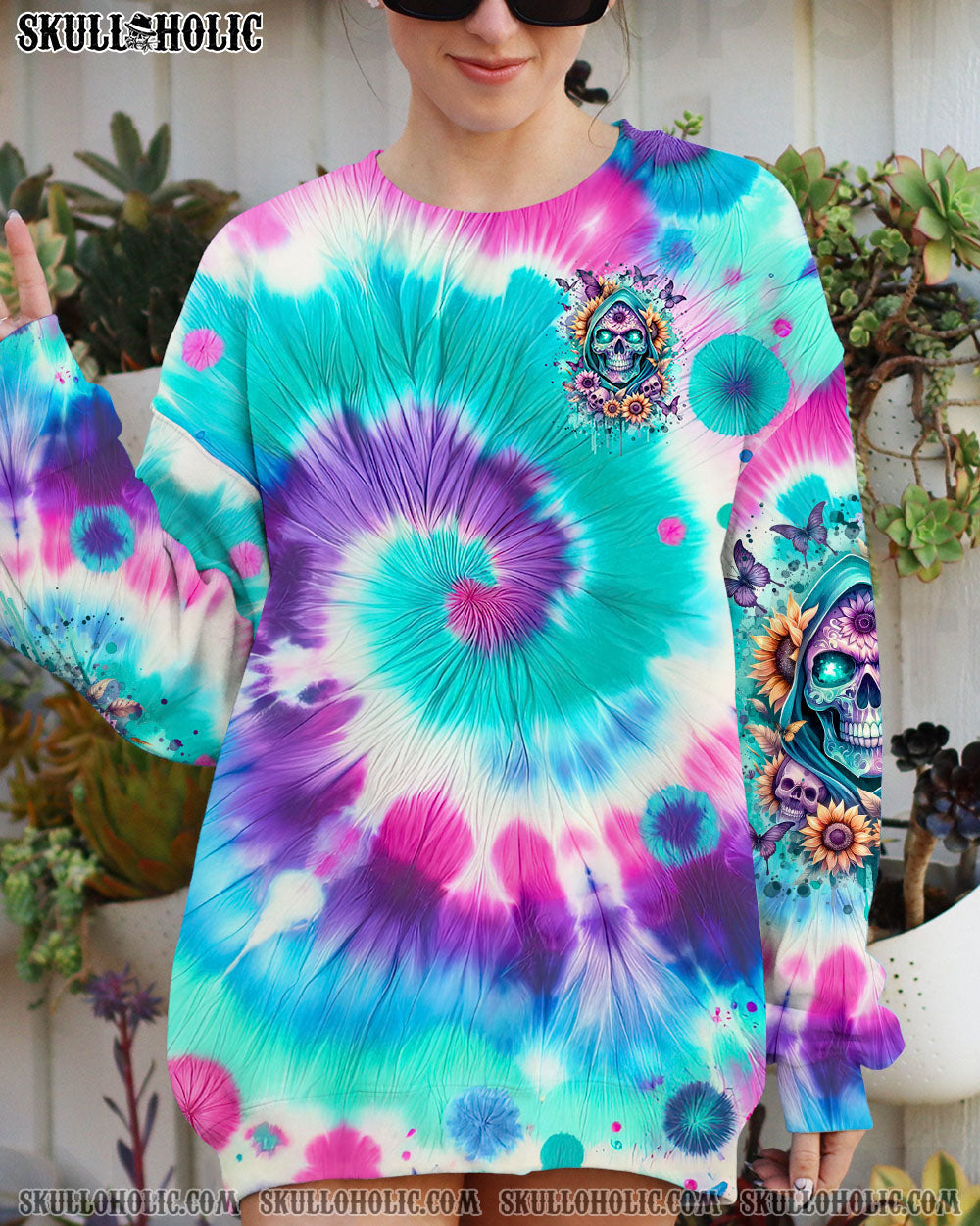 BLISSCORNERS DID I PISS YOU OFF SKULL TIE DYE ALL OVER PRINT