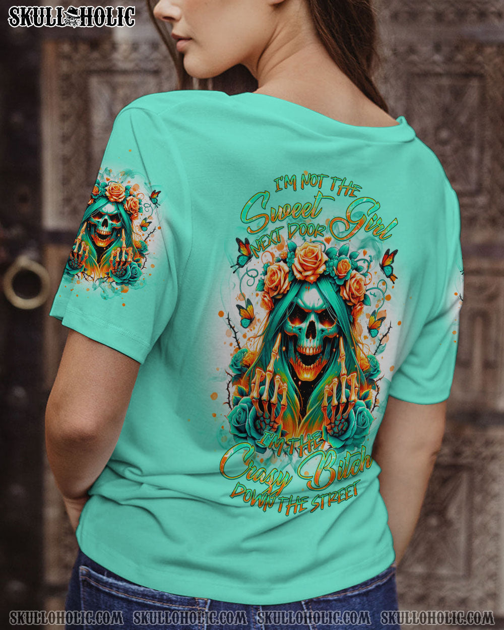 BLISSCORNERS YOU COULDN'T HANDLE ME MESSY BUN SKULL ALL OVER PRINT