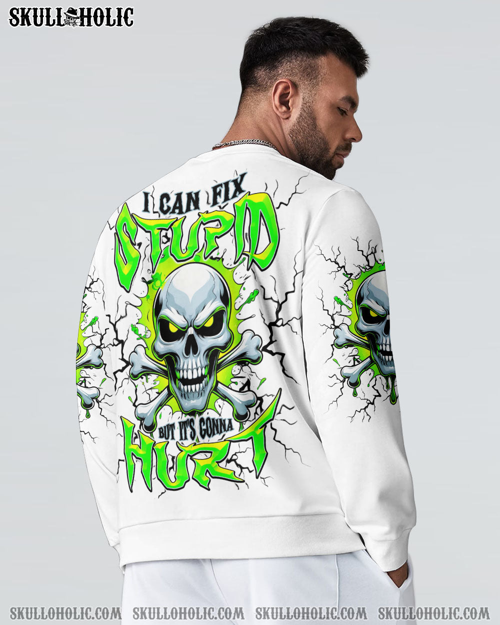 BLISSCORNERS I CAN FIX STUPID BUT IT'S GONNA HURT SKULL BONES ALL OVER PRINT