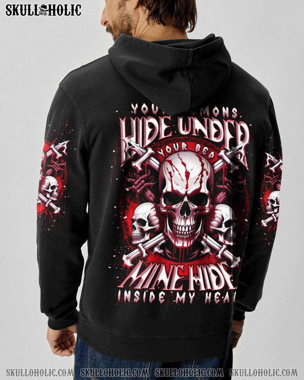 BLISSCORNERS YOUR DEMONS HIDE UNDER YOUR BED SKULL ALL OVER PRINT