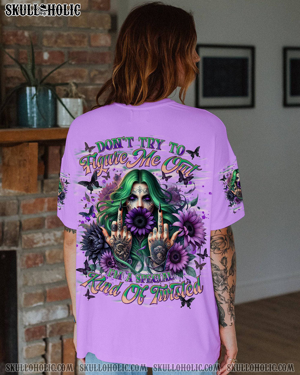 BLISSCORNERS DON'T TRY TO FIGURE ME OUT SKULL LADY ALL OVER PRINT
