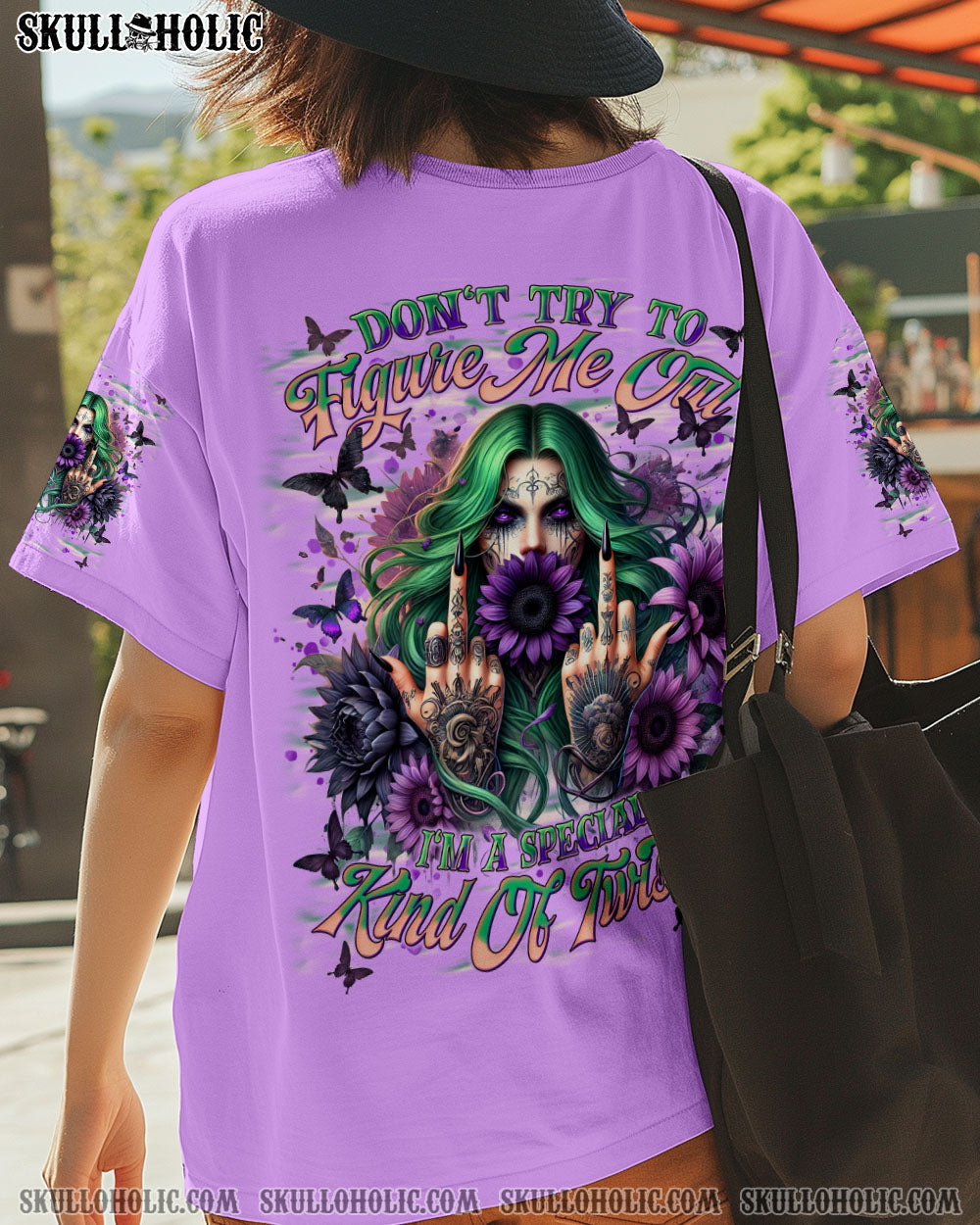 BLISSCORNERS DON'T TRY TO FIGURE ME OUT SKULL LADY ALL OVER PRINT