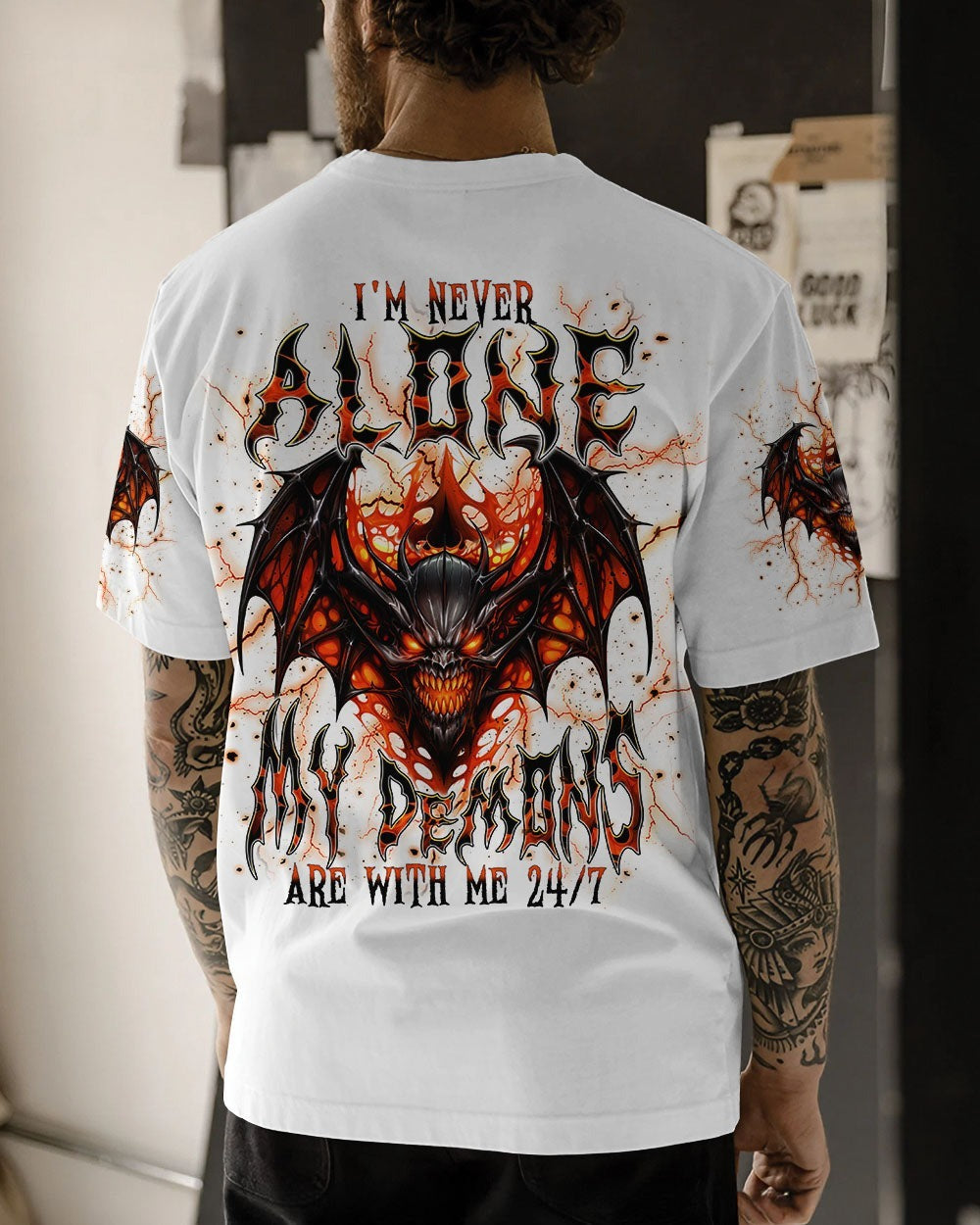 BLISSCORNERS I'M NEVER ALONE SKULL DEMON ALL OVER PRINT