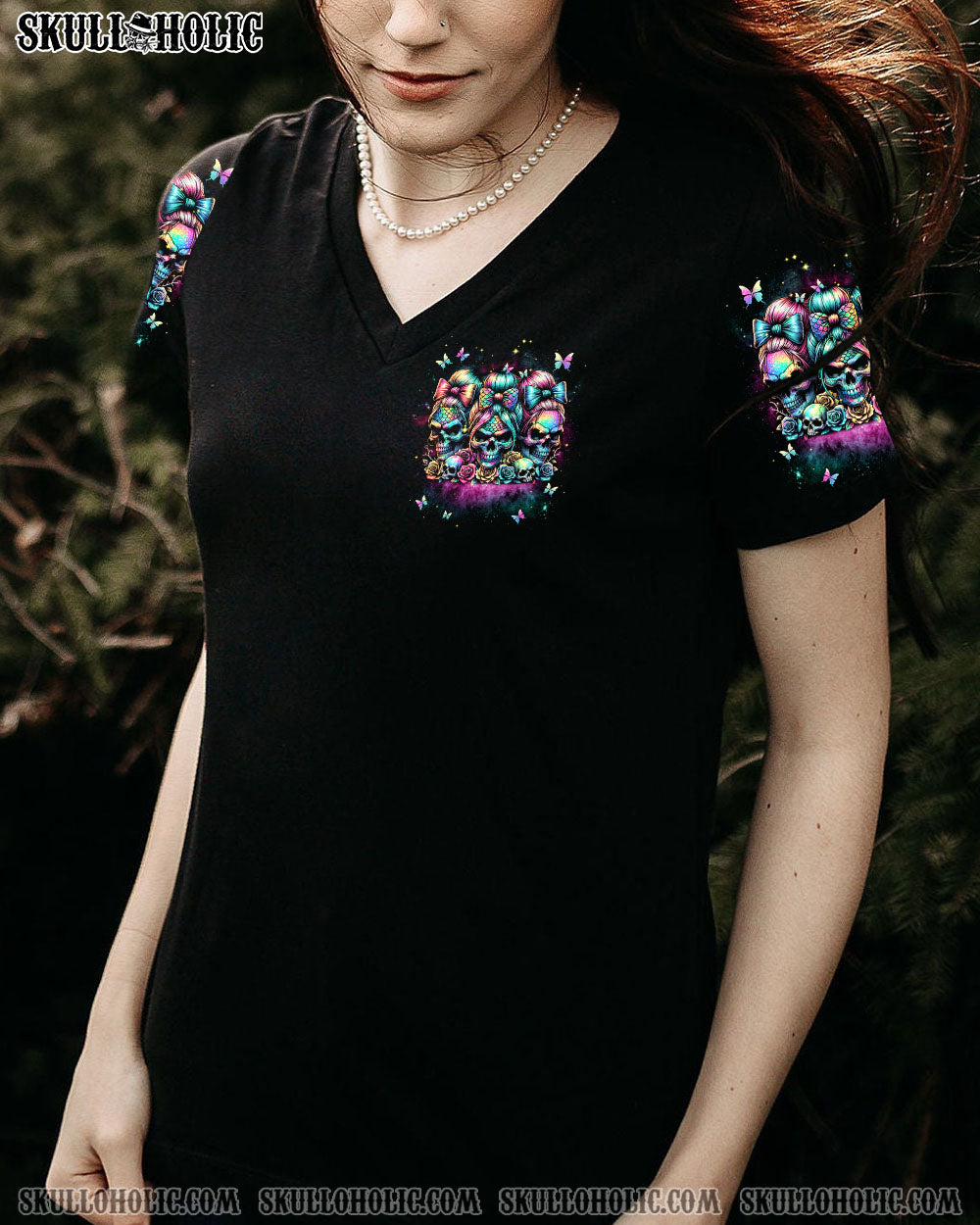 BLISSCORNERS A MOUTH I CAN'T CONTROL SKULL MESSY BUN ROSE ALL OVER PRINT