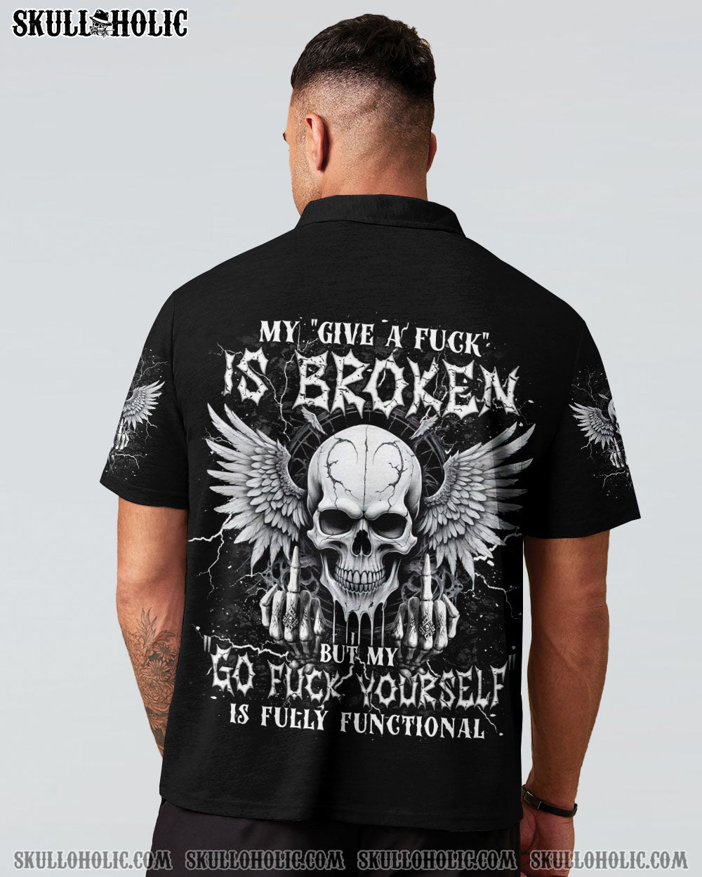 BLISSCORNERS MY GIVE A F IS BROKEN SKULL WINGS ALL OVER PRINT