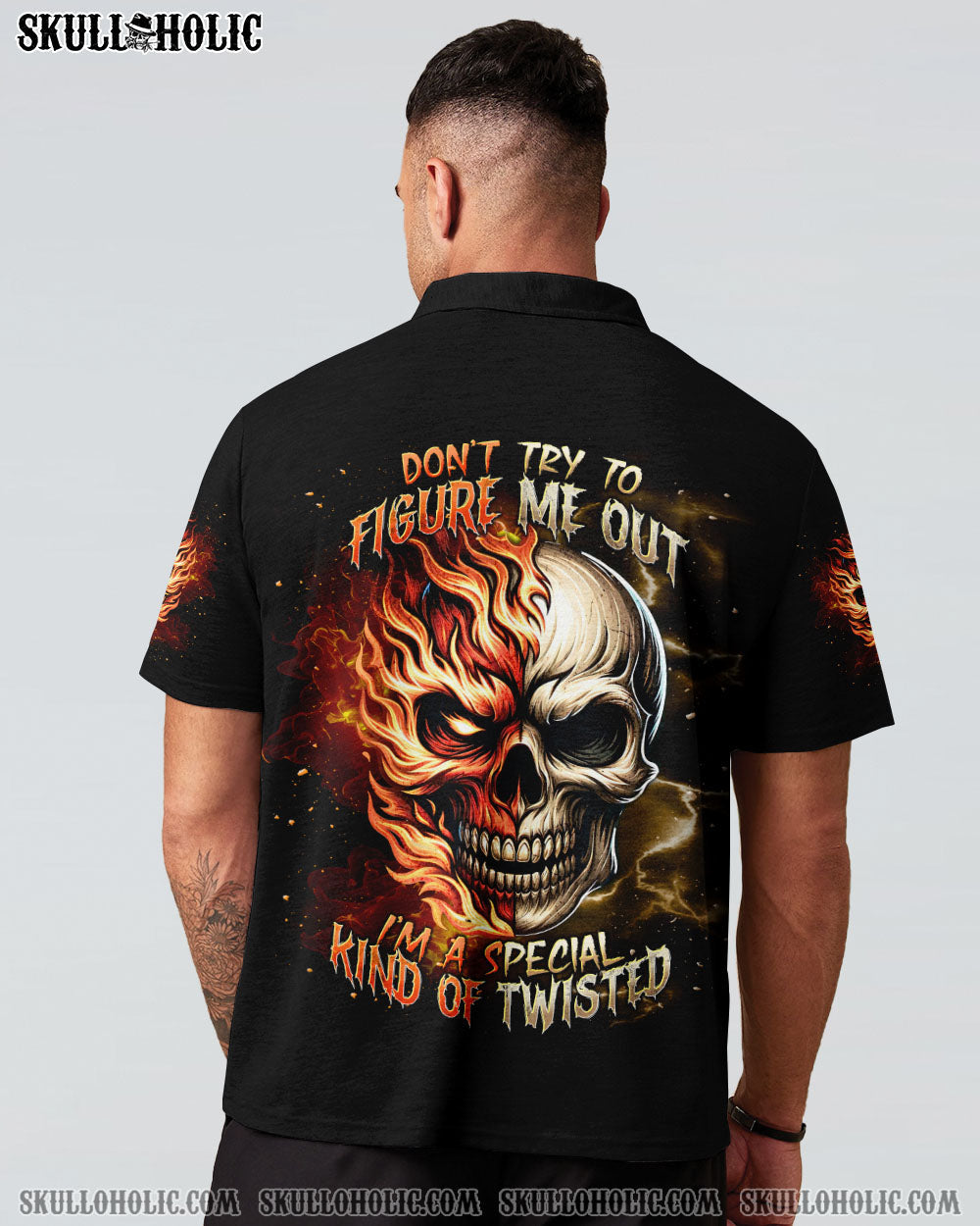 BLISSCORNERS DON'T TRY TO FIGURE ME OUT FIRE HALF SKULL ALL OVER PRINT