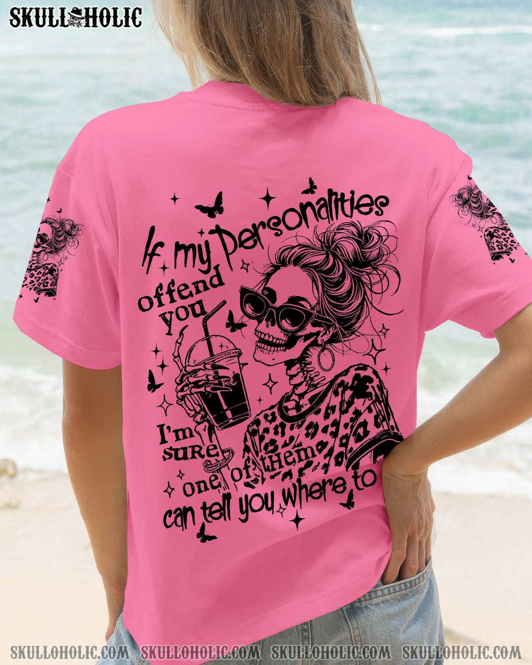 BLISSCORNERS SORRY FOR WHAT MY FACE SAID SKULL MESSY BUN ALL OVER PRINT - TLTW2710252