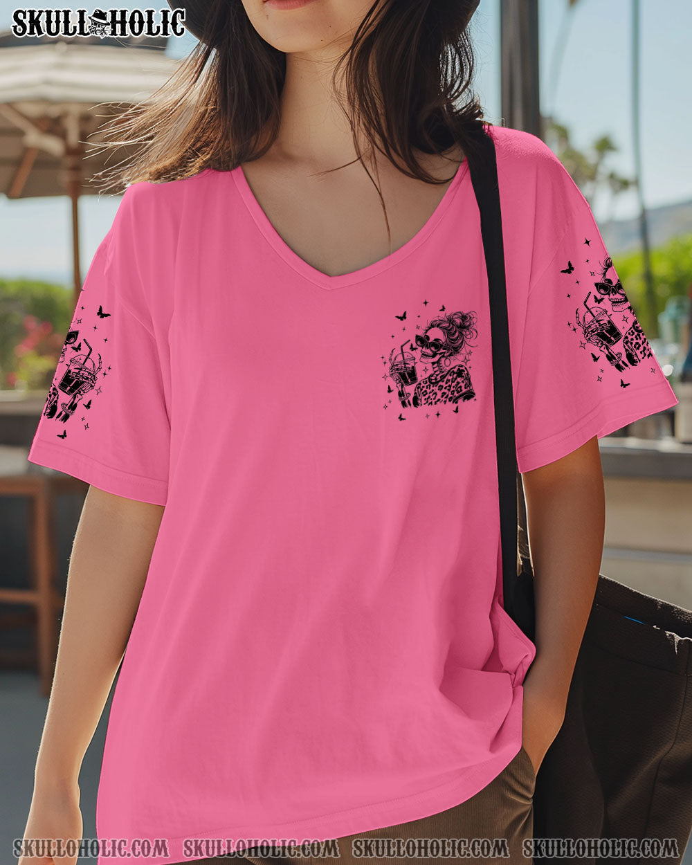 BLISSCORNERS SORRY FOR WHAT MY FACE SAID SKULL MESSY BUN ALL OVER PRINT - TLTW2710252