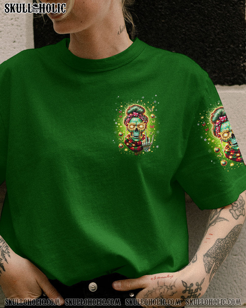 BLISSCORNERS MY GIVE A F IS BROKEN CHRISTMAS MESSY BUN ALL OVER PRINT
