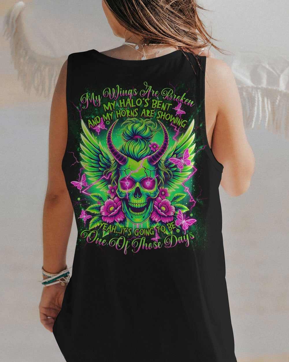BLISSCORNERS IT'S GOING TO BE ONE OF THOSE DAYS MESSY BUN SKULL ALL OVER PRINT