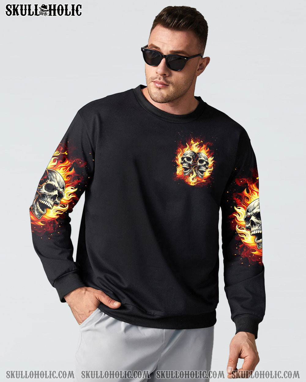 BLISSCORNERS DON'T TRY TO FIGURE ME OUT FIRE SKULL ALL OVER PRINT