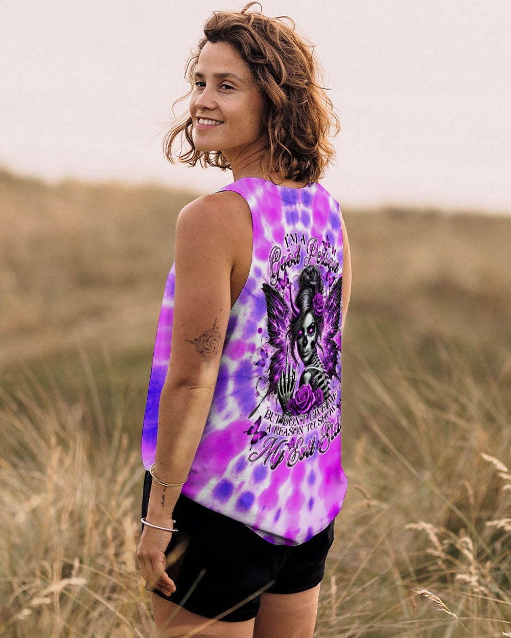 BLISSCORNERS HOW HEARTLESS I CAN BE TATTOO SKULL MESSY BUN ALL OVER PRINT