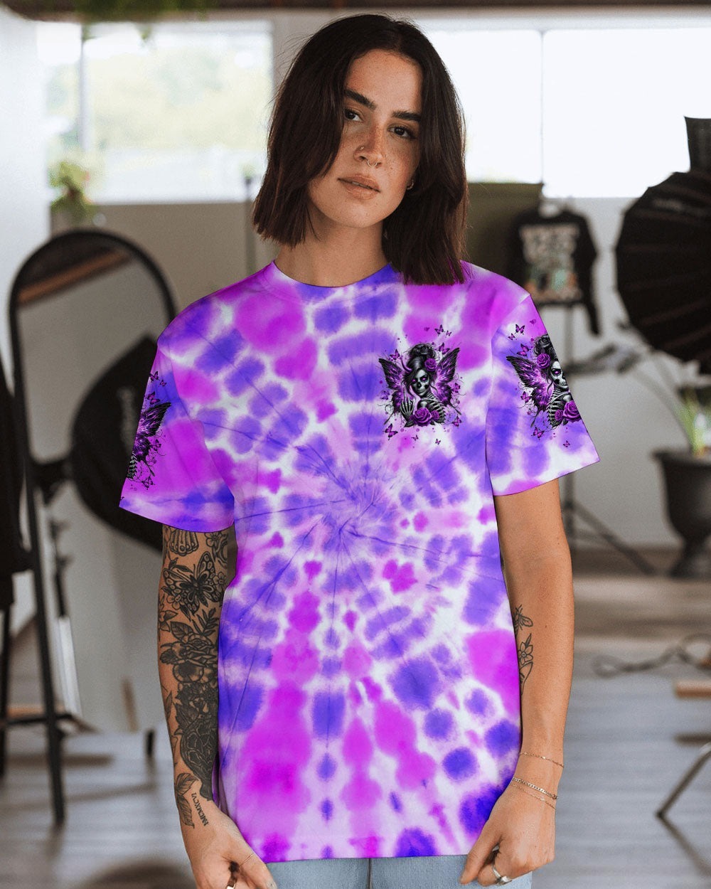 BLISSCORNERS HOW HEARTLESS I CAN BE TATTOO SKULL MESSY BUN ALL OVER PRINT