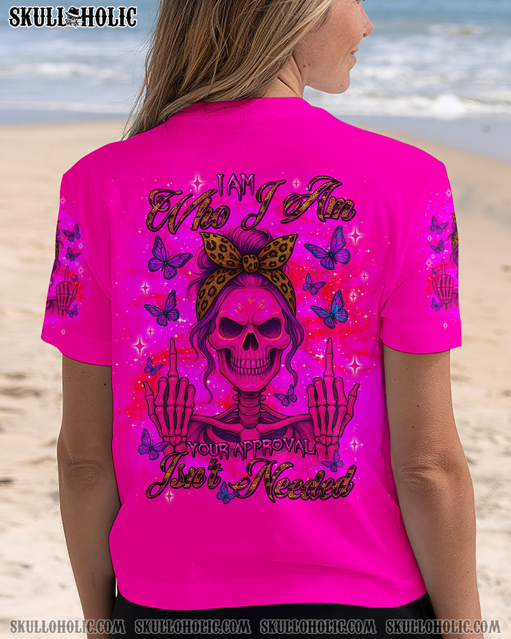 BLISSCORNERS THE GOOD GIRL IN ME ROSE SKULL MESSY BUN ALL OVER PRINT