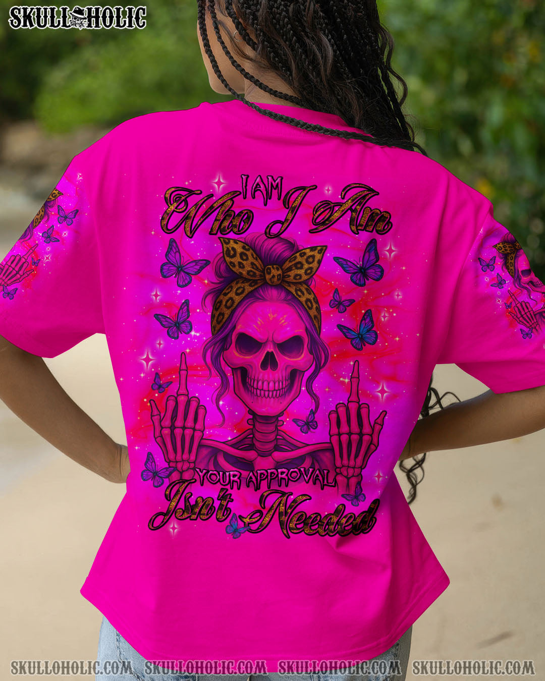 BLISSCORNERS THE GOOD GIRL IN ME ROSE SKULL MESSY BUN ALL OVER PRINT