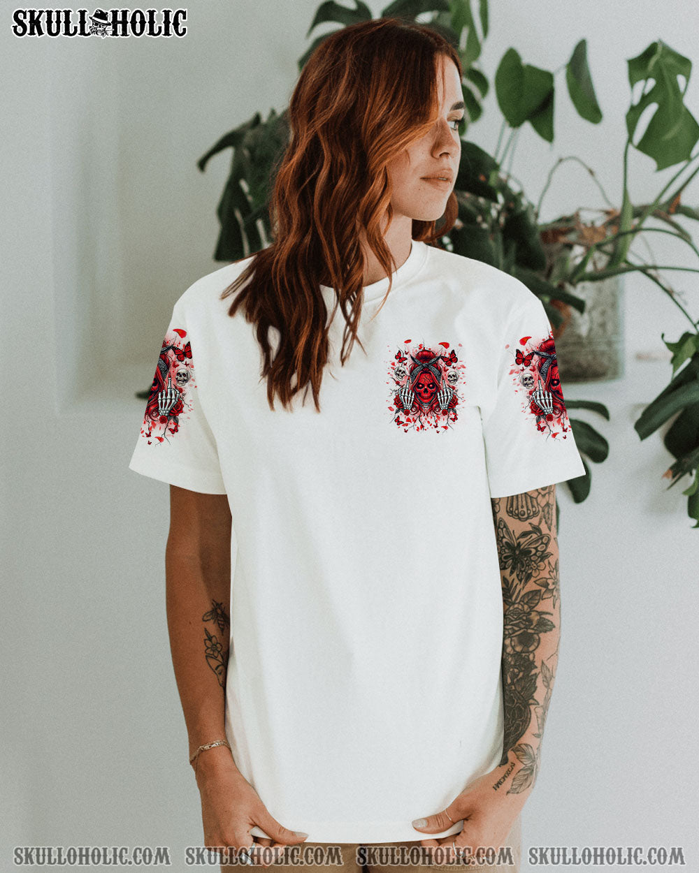 BLISSCORNERS THE GOOD GIRL IN ME GOT TIRED SKULL MESSY BUN TIE DYE ALL OVER PRINT