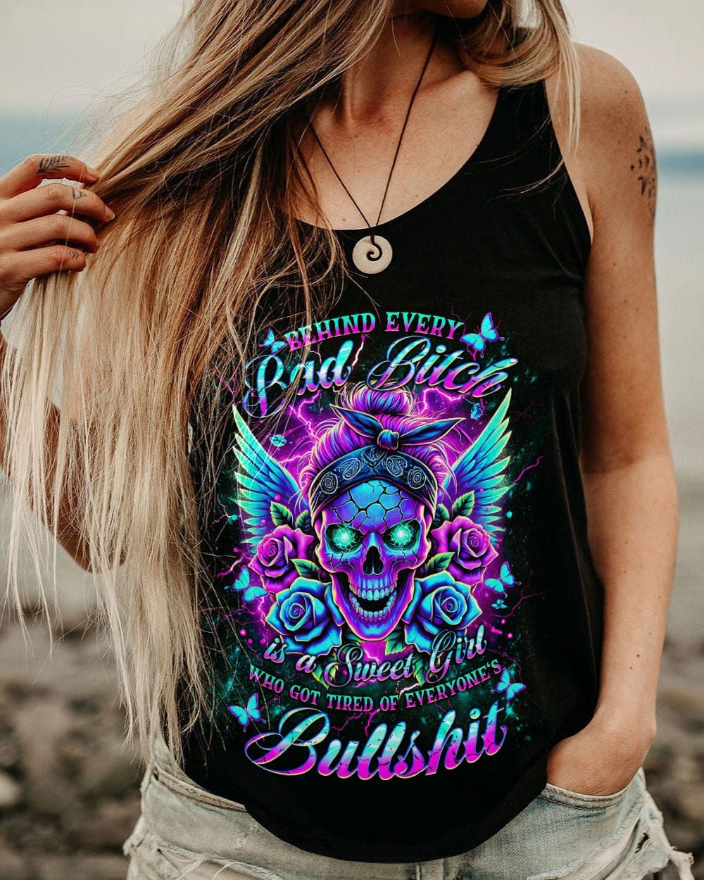 BLISSCORNERS IT'S GOING TO BE ONE OF THOSE DAYS MESSY BUN SKULL ALL OVER PRINT