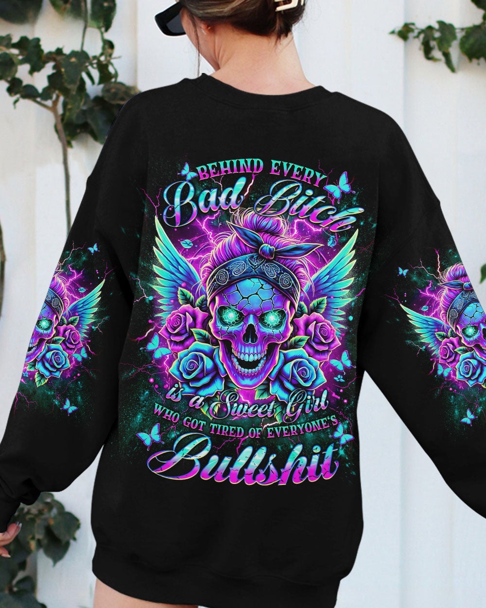 BLISSCORNERS IT'S GOING TO BE ONE OF THOSE DAYS MESSY BUN SKULL ALL OVER PRINT