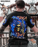 BLISSCORNERS AMERICA LIVE IT LOVE IT OR GET THE HELL OUT ALL OVER PRINT