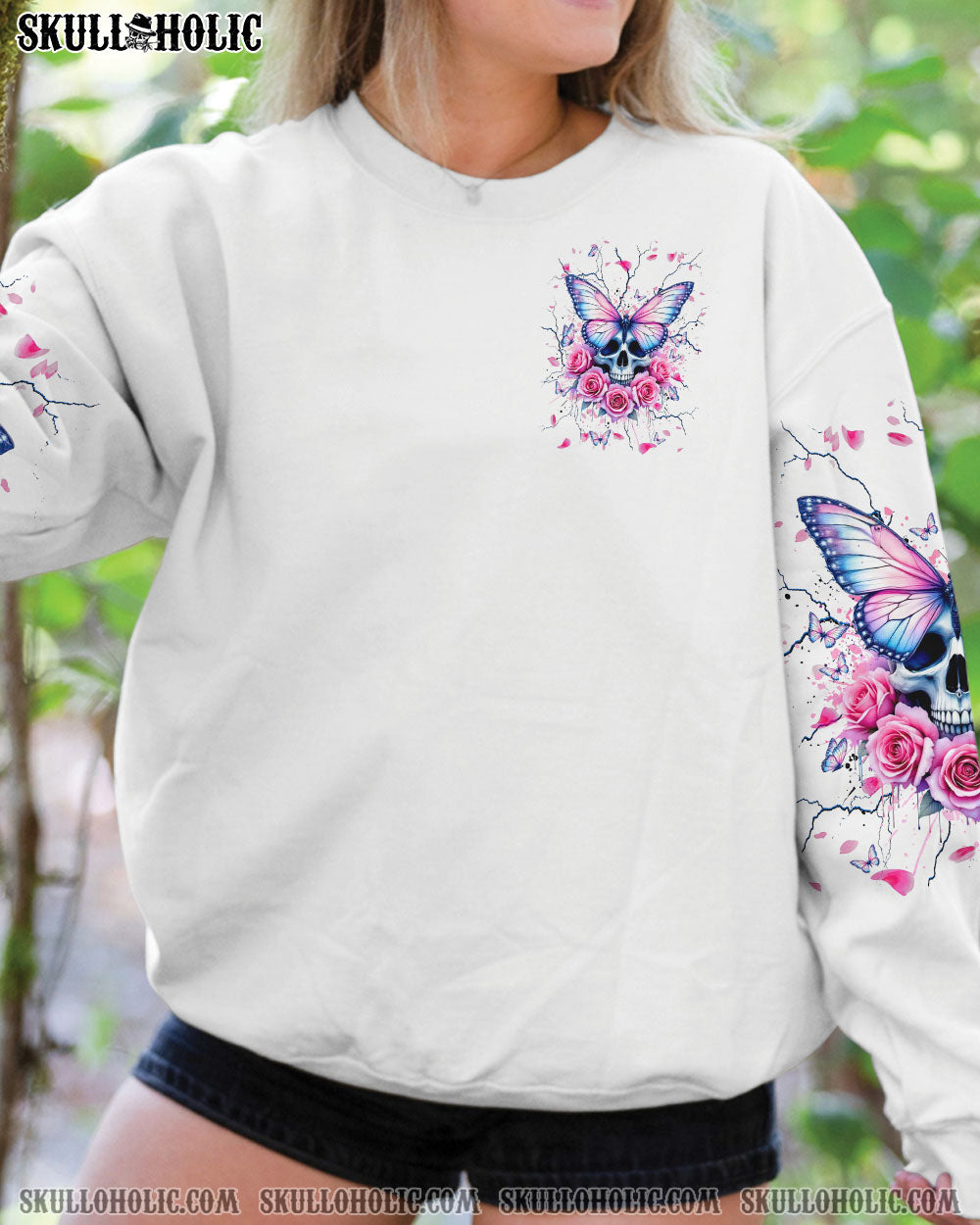 BLISSCORNERS BE THE BEST VERSION OF YOU BUTTERFLY SKULL ALL OVER PRINT