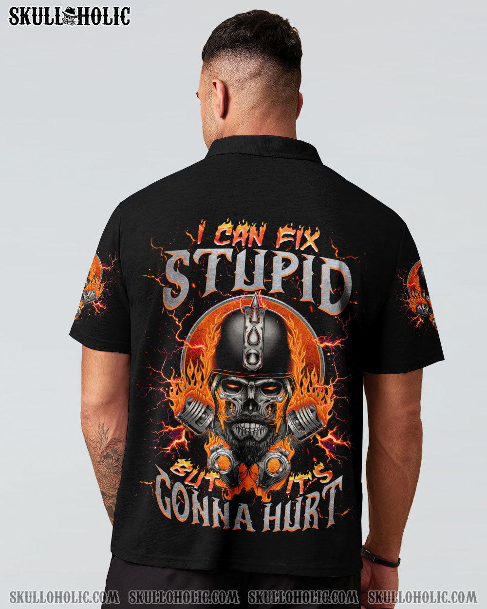 BLISSCORNERS I CAN FIX STUPID BUT IT'S GONNA HURT SKULL BIKER ALL OVER PRINT