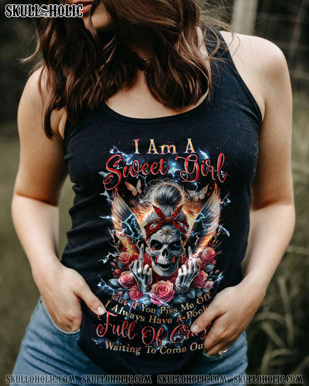 BLISSCORNERS NOT EVERYONE LIKES ME SKULL MESSY BUN ALL OVER PRINT