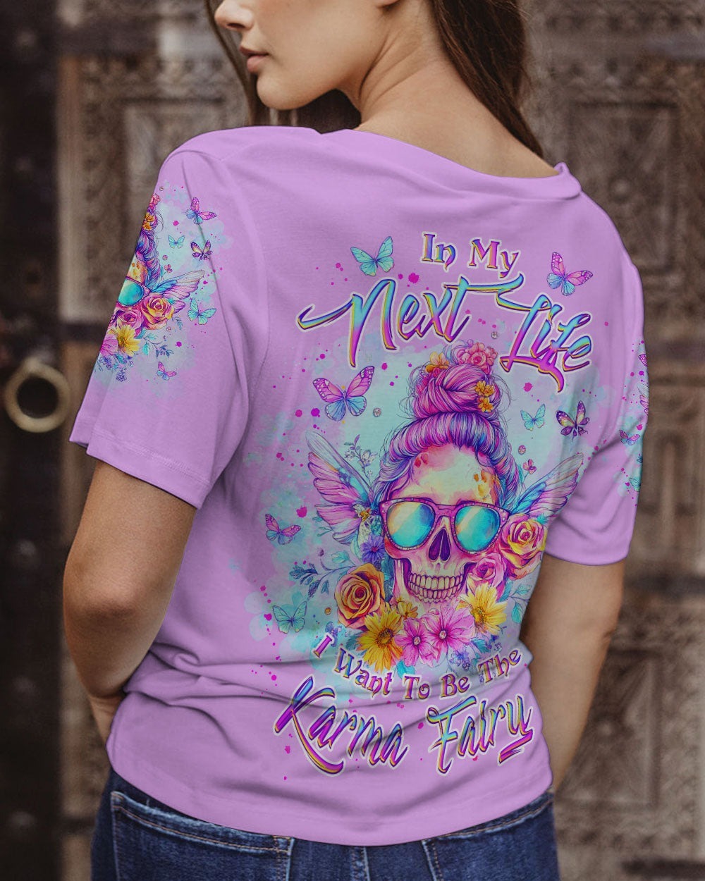 BLISSCORNERS JUDGE ME WHEN SKULL MESSY BUN ALL OVER PRINT