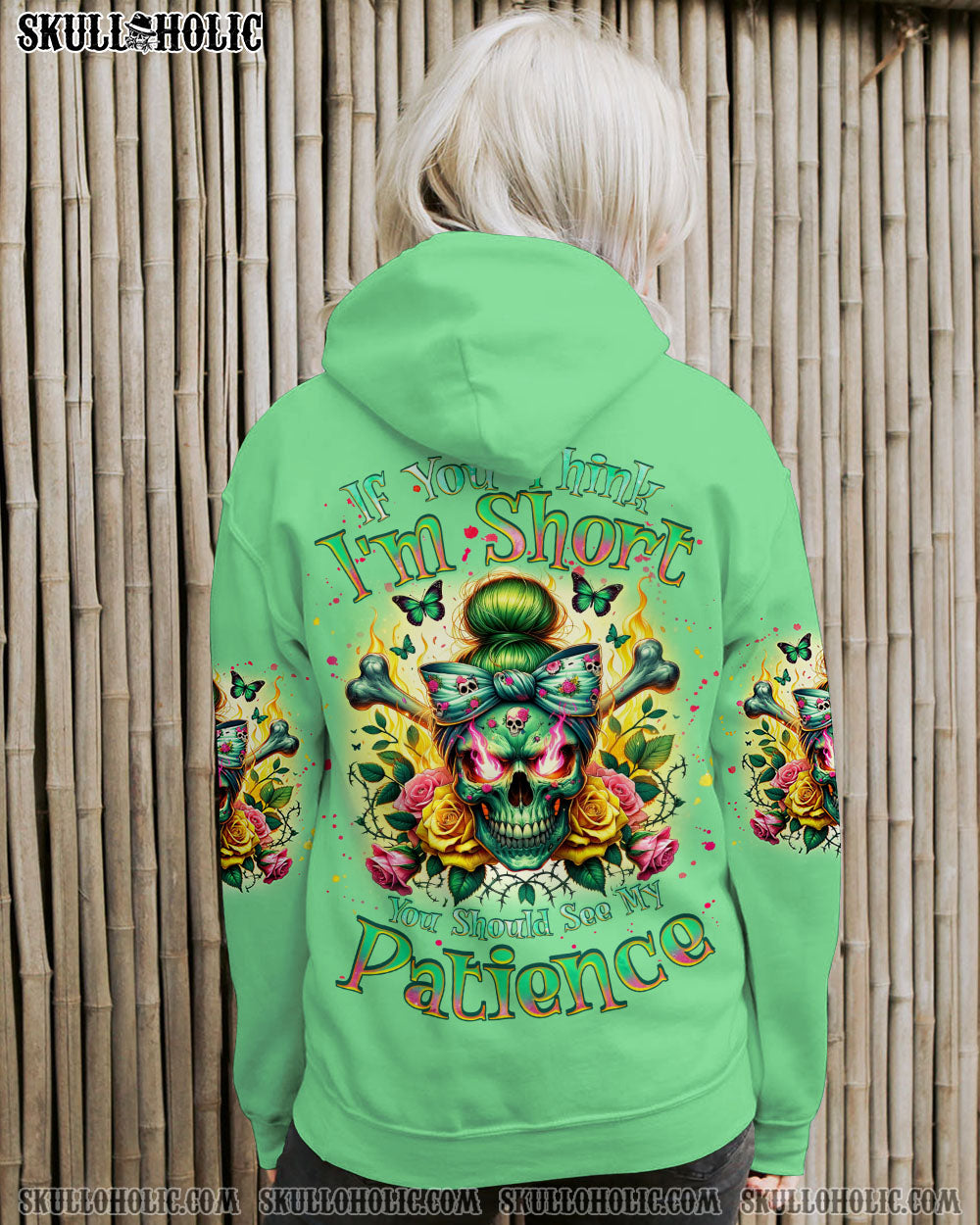 BLISSCORNERS THE GOOD GIRL IN ME MESSY BUN SKULL ALL OVER PRINT