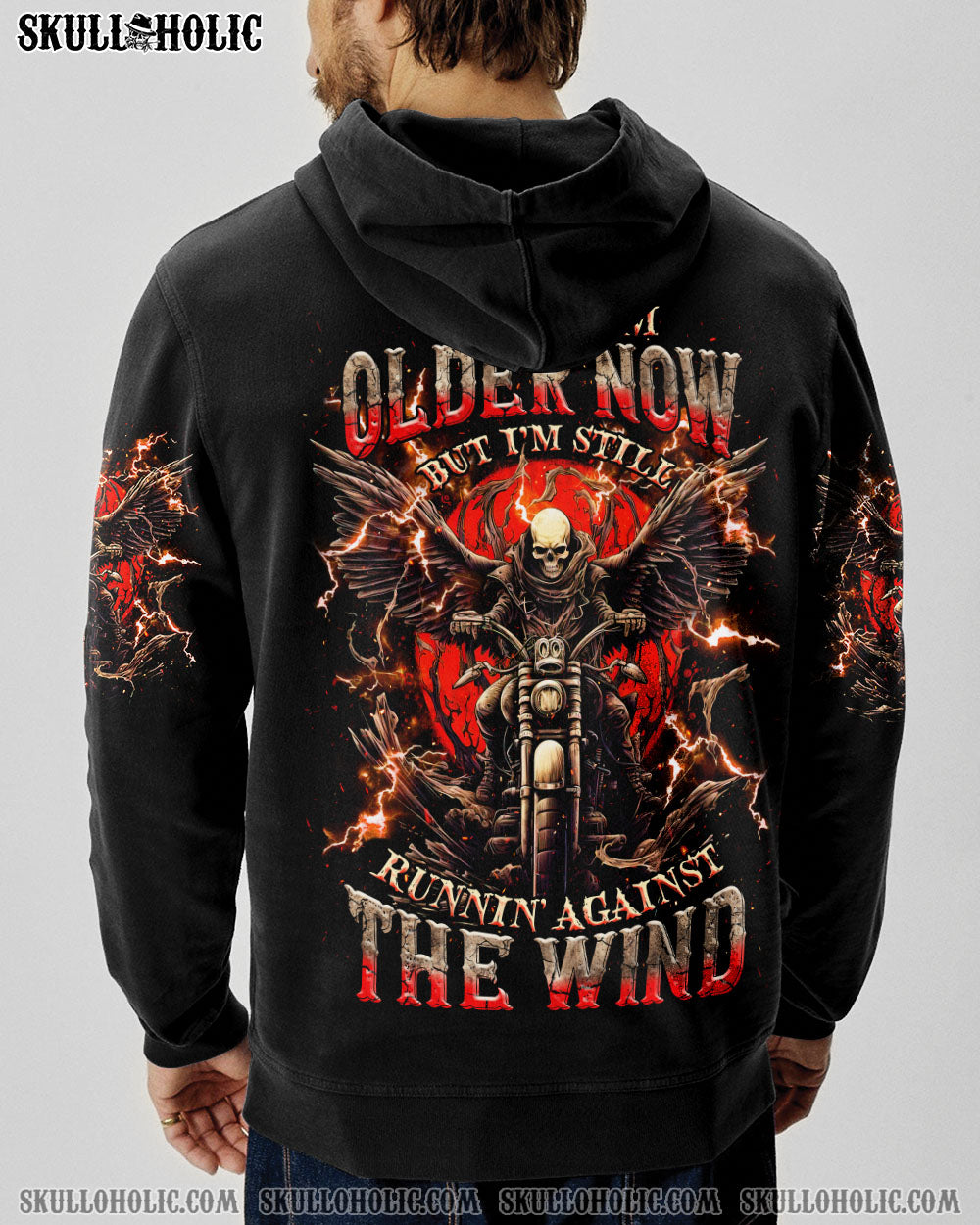 BLISSCORNERS RUNNING AGAINST THE WIND BIKER SKULL ALL OVER PRINT