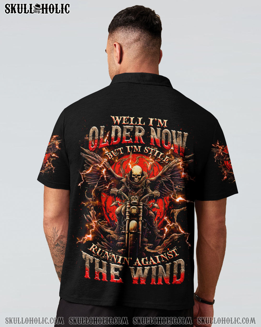 BLISSCORNERS RUNNING AGAINST THE WIND BIKER SKULL ALL OVER PRINT