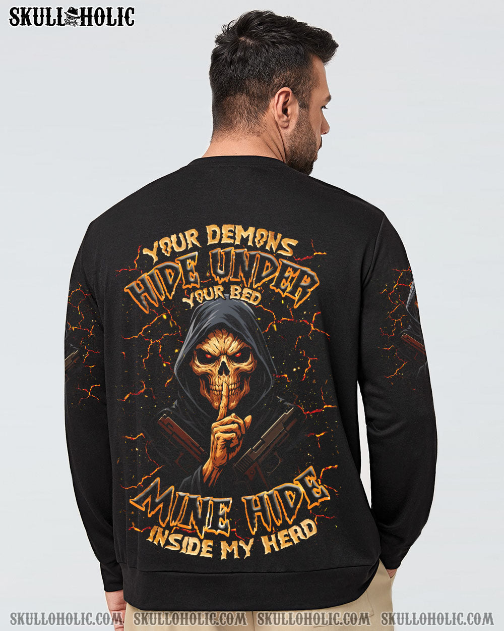 BLISSCORNERS YOUR DEMONS HIDE UNDER YOUR BED SILENCE SKULL ALL OVER PRINT