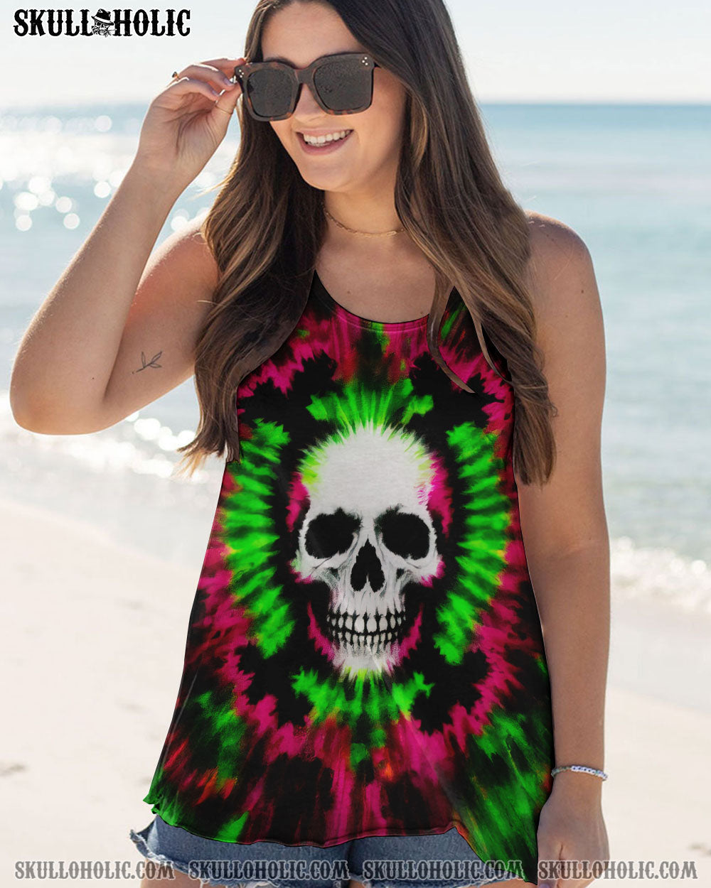 BLISSCORNERS CROSSBONES SKULL TIE DYE HAND DYED ALL OVER PRINT