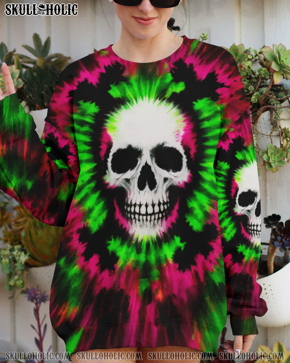 BLISSCORNERS CROSSBONES SKULL TIE DYE HAND DYED ALL OVER PRINT